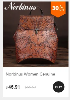 Norbinus винтажный женский рюкзак из натуральной кожи, Роскошный дизайнерский маленький рюкзак с тиснением, женские сумки через плечо из воловьей кожи