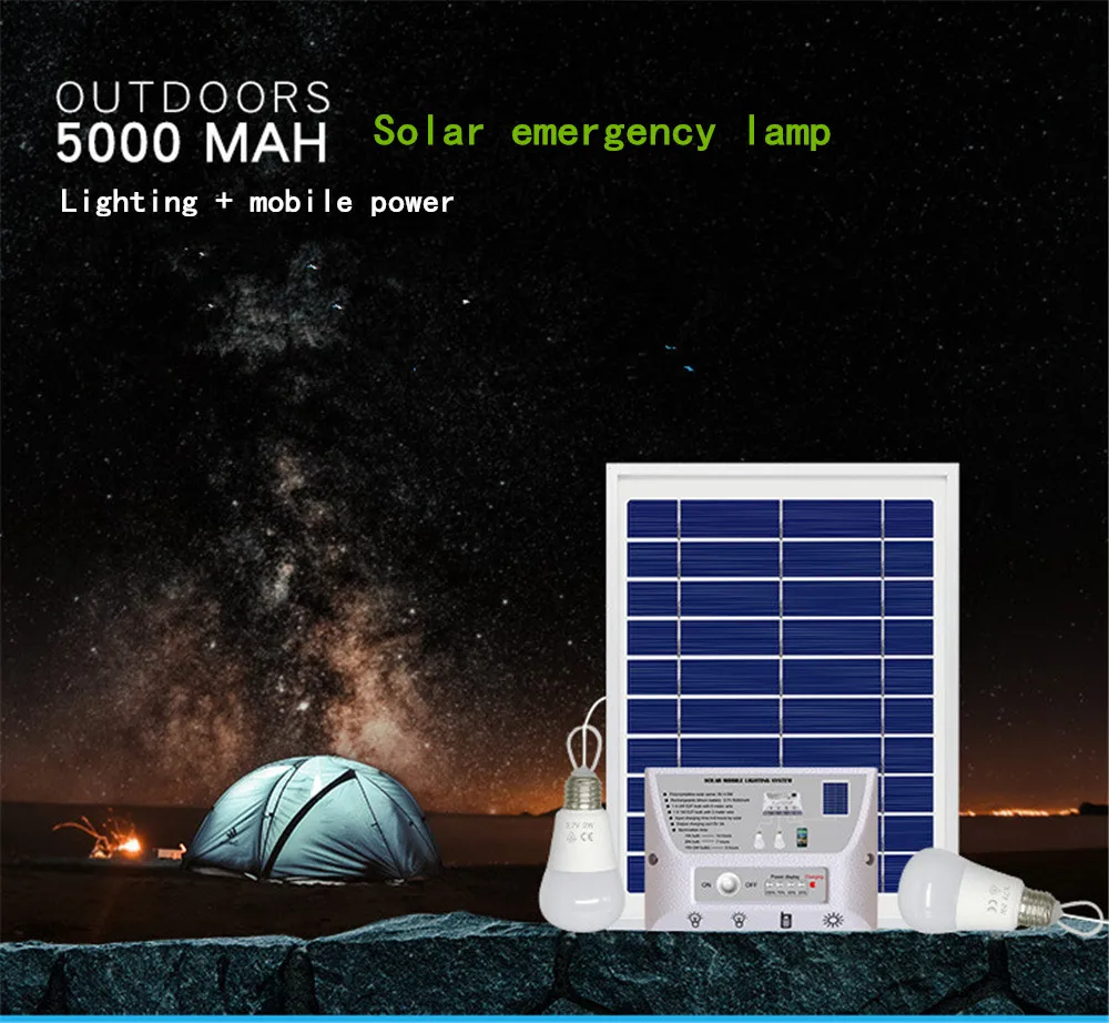 Sistema de Iluminação Acampamento ao ar Tenda de Carregamento de Emergência Multi-função Solar Móvel Portátil Luzes Kit Jardim Livre Pelo Telefone 2 Multi função solar sistema de iluminação móvel