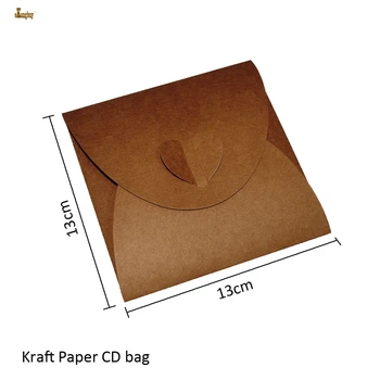 

Free shipping 40pcs 13x13cm Disc CD Sleeve 250gsm Kraft CD DVD Paper Bag Cover CD Packaging Envelopes Pack wedding party favor