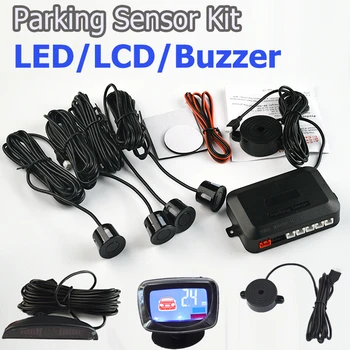 

4Sensors LED Display/LCD Display/Buzzer 22mm Car Parking Sensor Kit Reverse Backup Car Parking Radar Monitor No Hole Saw