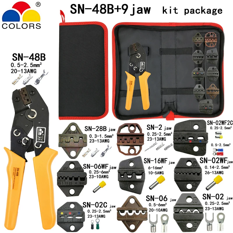 SN 48B обжимные клещи 9 челюсти для TAB 2 8 4 6 3/C3 XH2.54 3 96 2510/трубка/не insuated клеммы 190 мм