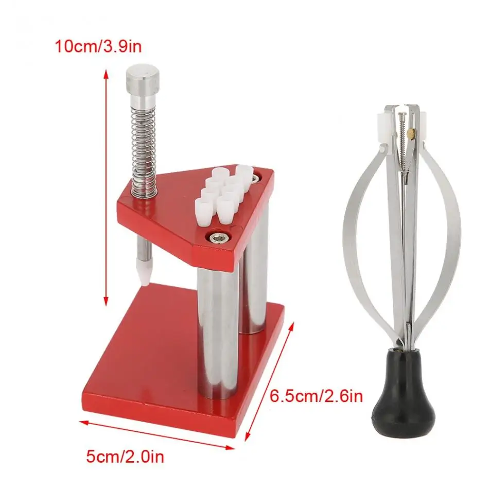 Красные часы инструмент ручной плунжерный съемник для снятия ручной Набор слесарь твердый сплав сталь набор инструментов для ремонта часов с 10 пластиковыми штампами