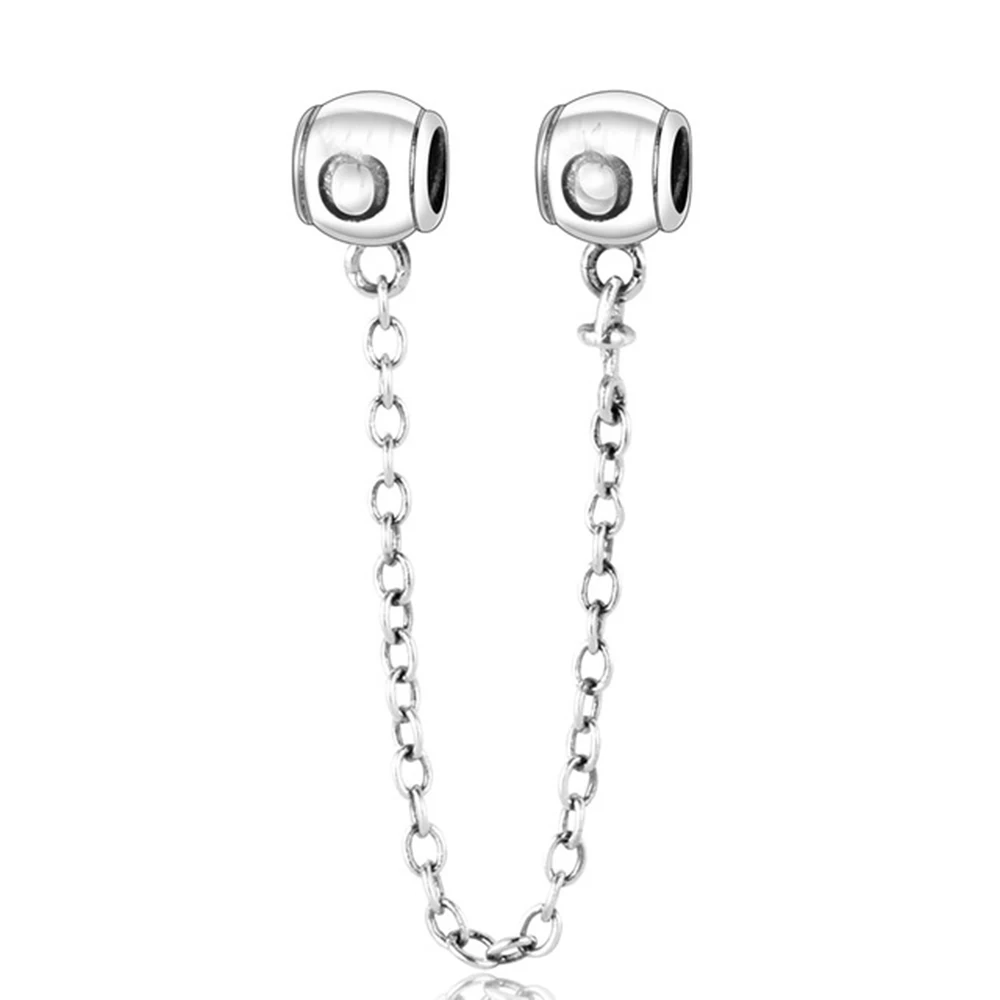 

Fits Original Pandora Charms Bracelet DIY Jewelry Accessories Authentic 925 Sterling Silver Round Essence Safety Chain Charm