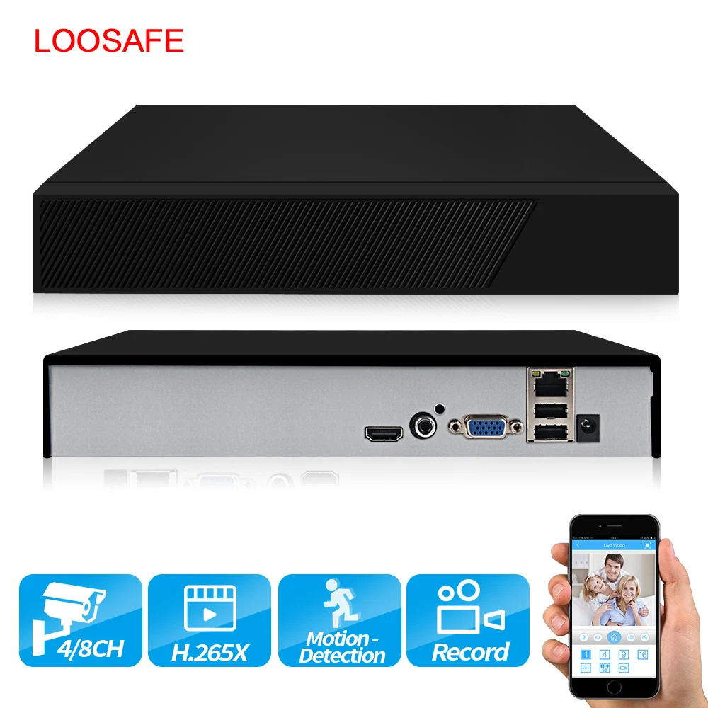  LOOSAFE H.265X Output CCTV NVR Security Video Recorder H.265X Motion Detect ONVIF P2P CCTV NVR - 32883276749