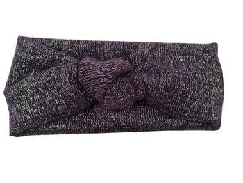 

J17376 Newest set fall and winter acrylic gold shimmer knot hair bands fashion solid purple headwear winter headband for women