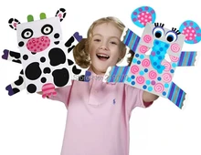 5pcs/lot DIY Handmade Cartoon Paper Bag Puppet Early Learning Toys for Children Hand Puppets Set for Girls or Boys Lion Tiger