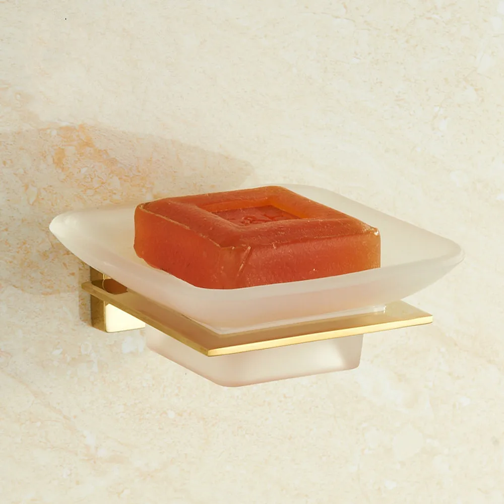 Frosted glass soap dish Sheet metal single dish soap shelf Soap dish