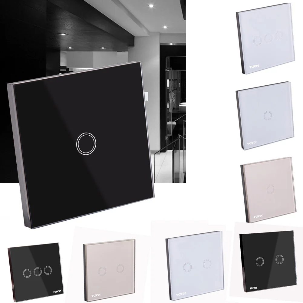 

1/2/3 Gang Remote Touch Control Smart Light Wall Switch 220V Wiring Free EU Black/White for Home And Hotel