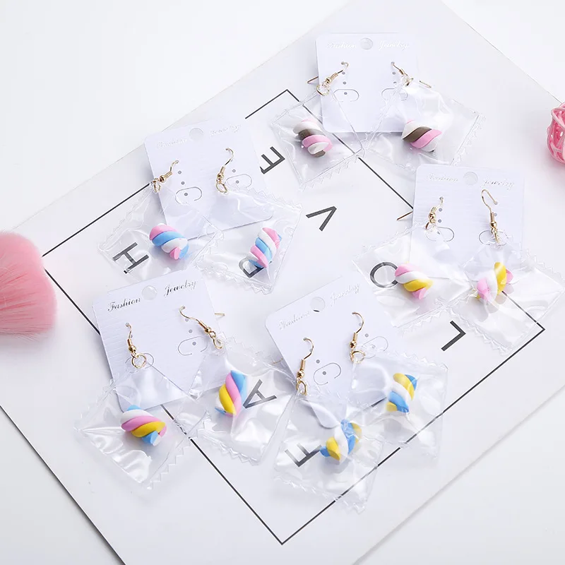 

Korean Fun Transparent Candy Shape Drop Earrings For Women Jewelry Colorful Cotton Candy Dangle Earrings Girl Party Gift