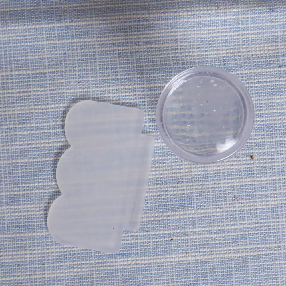 Шаблоны для дизайна ногтей, чистые прозрачные силиконовые пластины для штамповки ногтей, скребок с крышкой, прозрачный 2,4 см, штамп для дизайна ногтей, наклейка