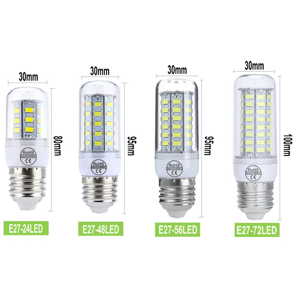 Buybay E27 Свет E14 светодиодные лампы 220 В кукурузы 24 48 56 72leds SMD5730 люстра свечах для