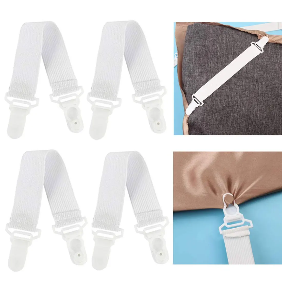 

4pcs/lot 4 Corner Elastic Mattress Clip Elastic Bed Sheet Grippers Holder Cover Blankets Fasteners Fixing Non Slip Straps Belt