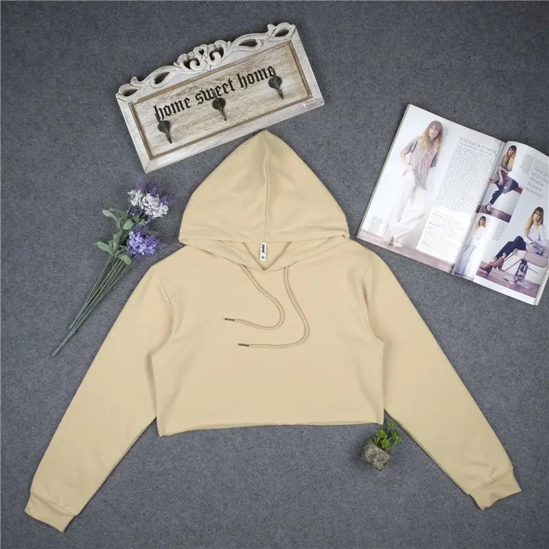 Pullovers Hooded Cotton Women's Hoodies Long Sleevele 3 Colors Solid Casual Female Sweatshirt Short Tops 2017 Women's Clothing (28)