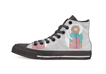

Lady And Her Polar Bear Friend Casual High Top Canvas shoes sneakers For Drop shipping