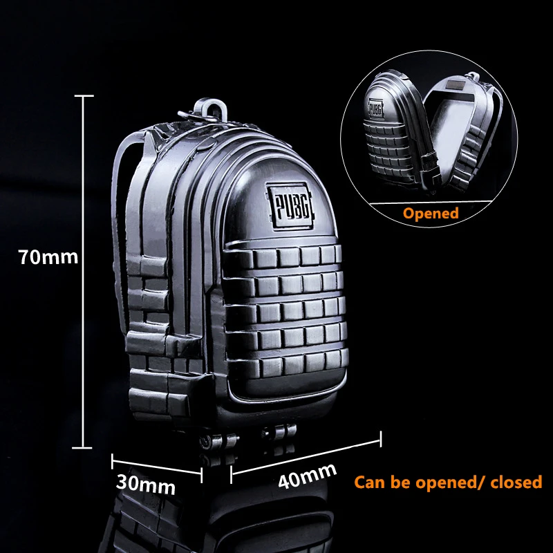 

Funny Gift PUBG Game Fans' Collection Mini Backpack Pendant Keychain Openable Bag Metal Model Key Ring Men Boy Game Level 3 Prop
