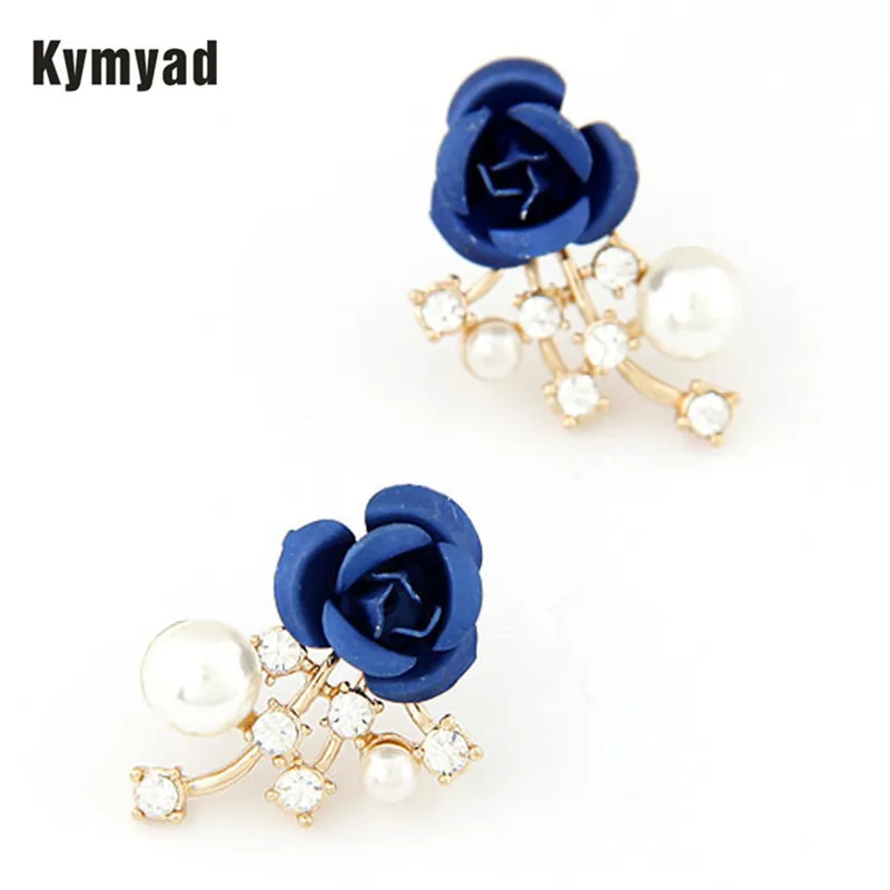 

Kymyad Stud Earrings for Women Female 2017 Boucle d'oreille Crystal Flower Imitation Pearl Earrings Bijoux Jewelry Brincos