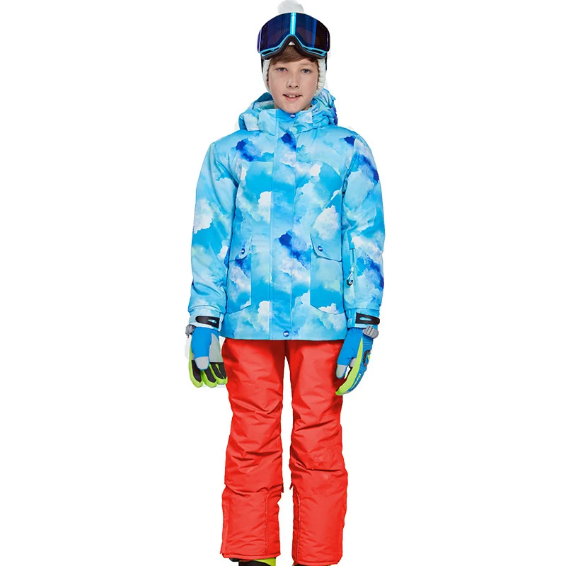 

2019 Winter Boys Clothing Sets Flecce Kids Ski Suits Outdoor Waterproof Jacket Overalls Snowboard Children Clothes Outfits
