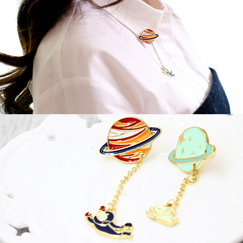 

Hot Women Fashion Lovely Harajuku style Colorful Astronaut Rabbit Planet Brooch Pin Jewelry Accessories