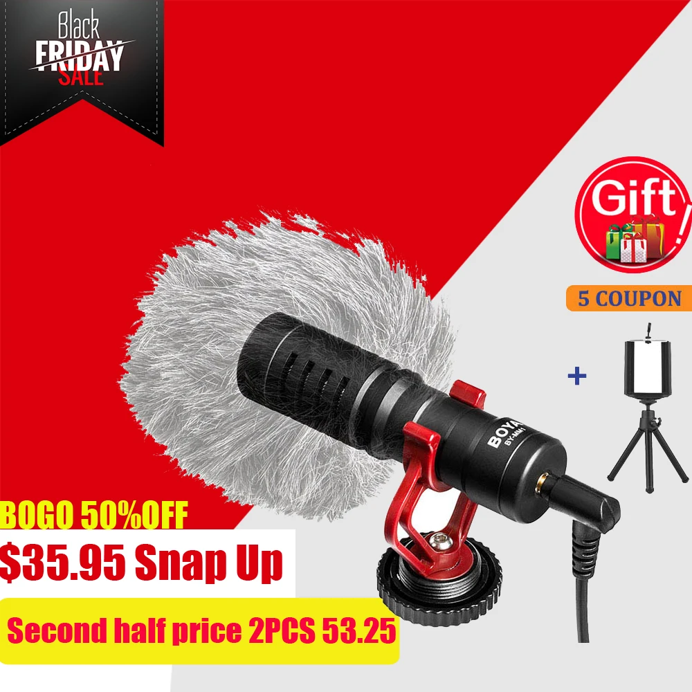 

BOYA BY-MM1 Mini Cardioid Microphone Metal Electret Condensor Video Mic 3.5mm Plug for iPhone 6/ 6plus for Smartphone DSLR