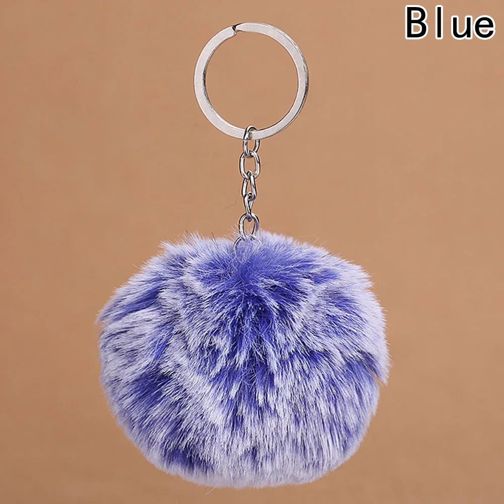 

Trendy Fluffy Rabbit Ear Fur Ball Key Chain Rings Pendant Cute Pompom Artificial Rabbit Fur Keychain Women Car Bag Key Ring