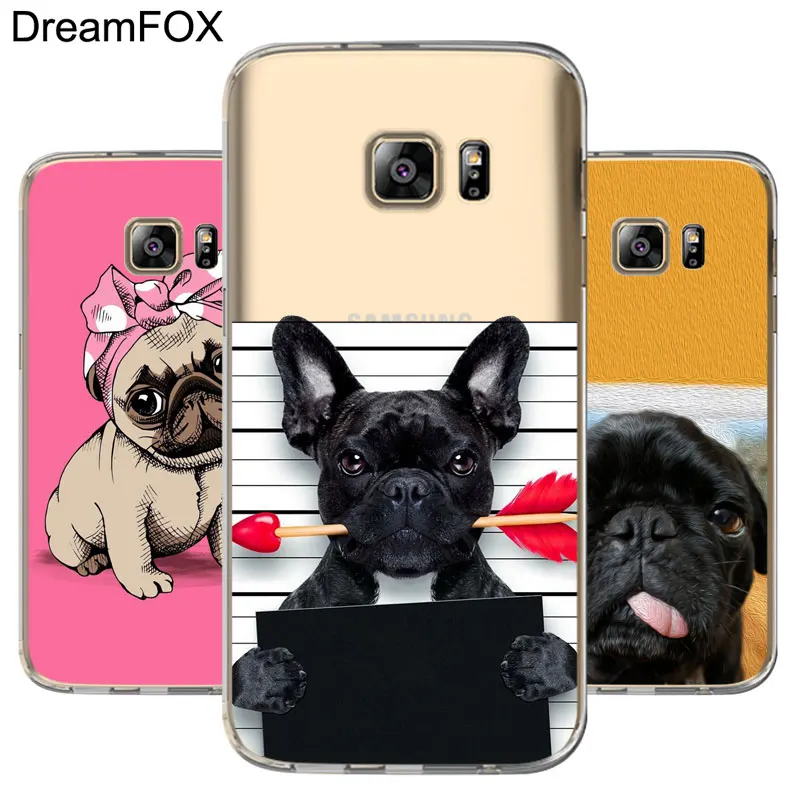 DREAMFOX M281 Мягкий силиконовый чехол из ТПУ с Мопсом и французским бульдогом для samsung