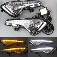 2PCS LED Daytime Running Light For Hyundai Verna 2014 DRL Car-styling Daylight With Yellow Turning Signal Light Fog Lamp frame