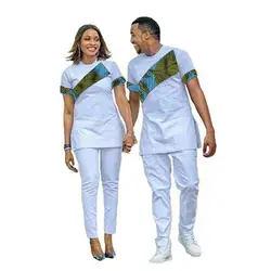 Комплект из двух предметов, африканская одежда для влюбленных с принтом Дашики, мужские рубашки и штаны, женские вечерние комплекты макси