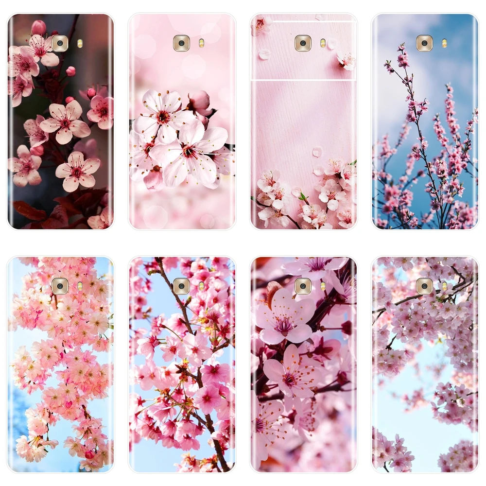 

Pink Flower Cherry Blossom Sakura Phone Case For Samsung Galaxy C9 C7 C5 Pro Soft Silicone Back Cover For Samsung C5 C7 C8 Case