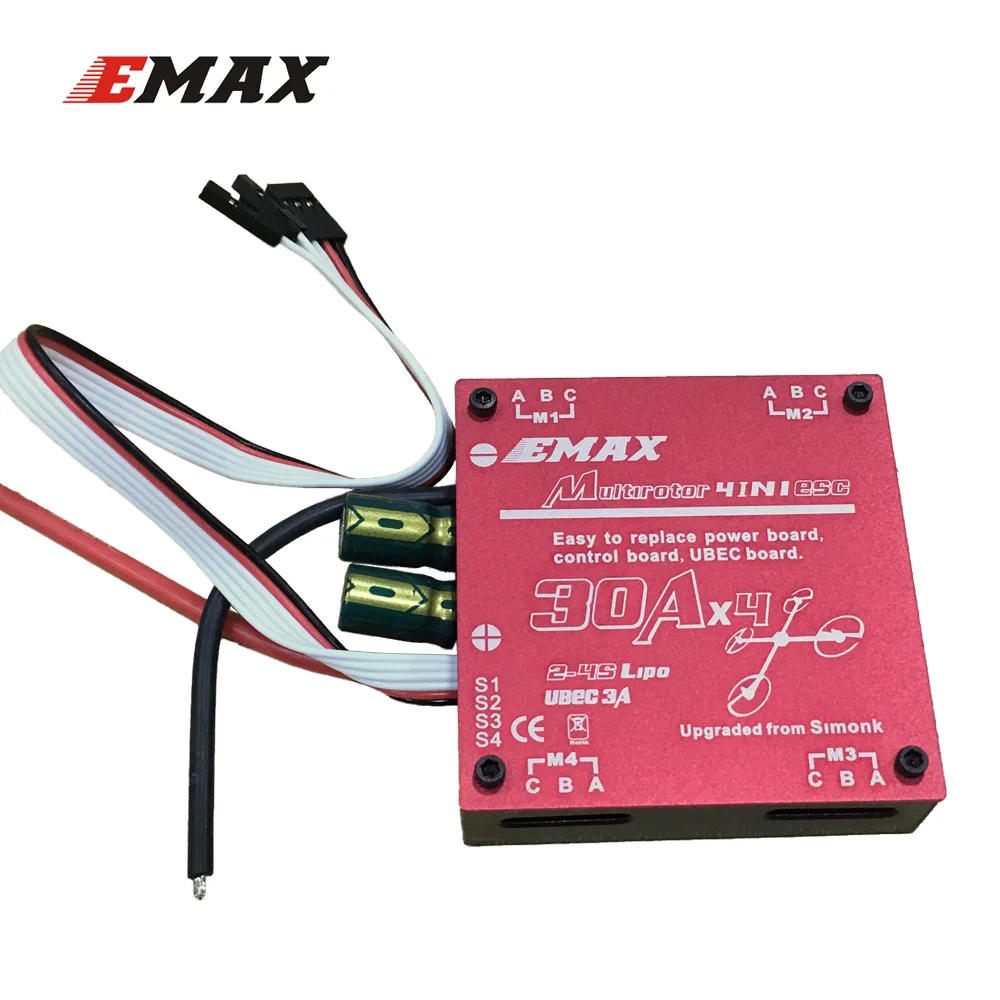 EMAX multirotor 4IN1 ESC Simonk 30A x4 2-4 s Электрический Скорость контроллер UBEC 5 В 3A для Quadcopter |