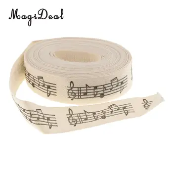 

5 Yards Musical Note Printed Fabric Ribbon Gift Package Craft Decor 15mm