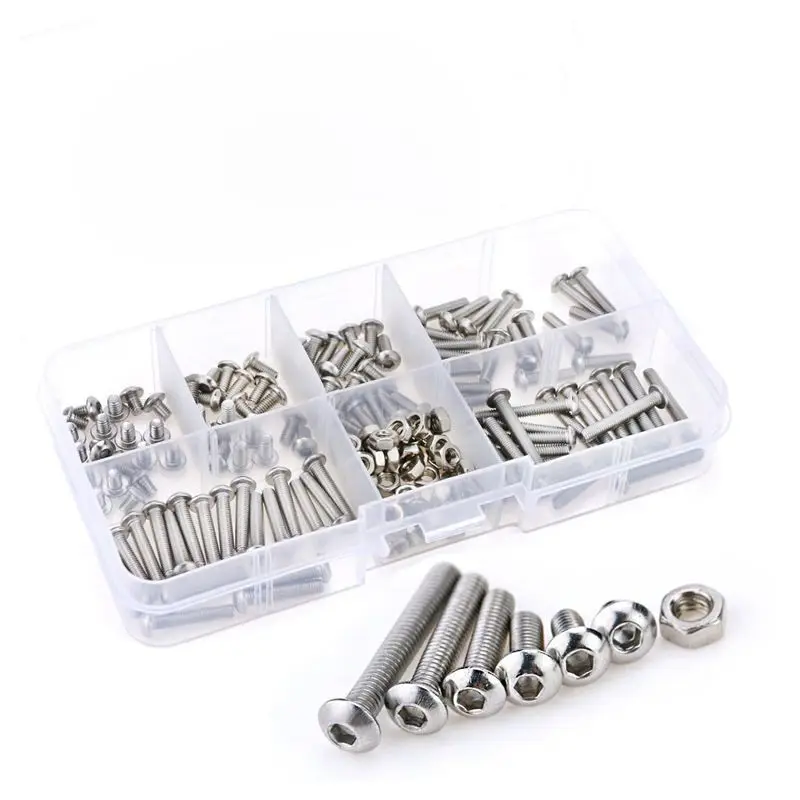 

230Pcs M3 Stainless Steel Hex Hex Drive Button Head Socket Cap Bolts Screws Nuts Assortment Kit (M3)
