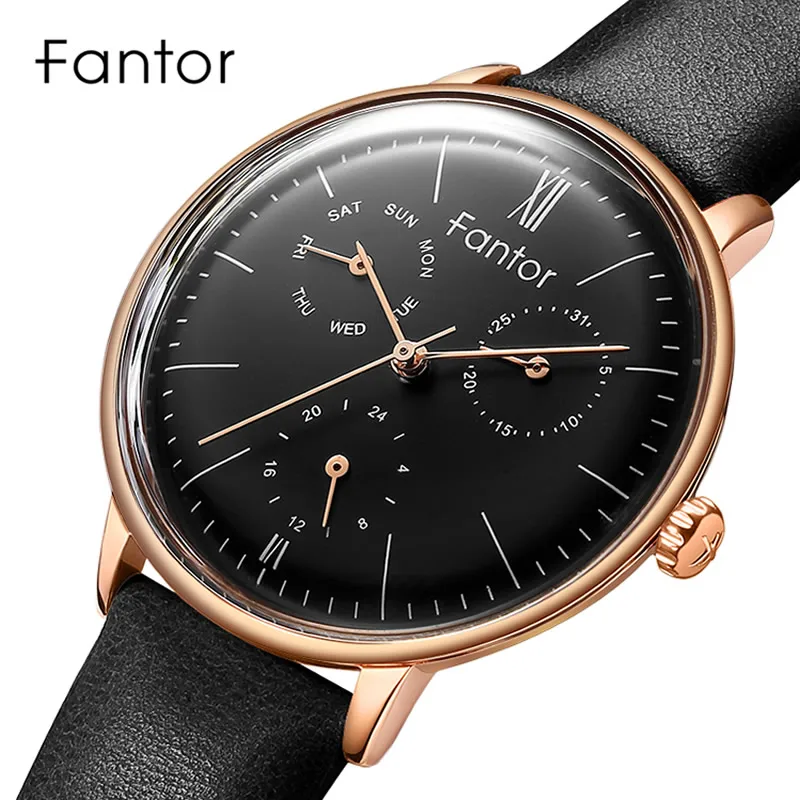 Tanie Fantor kobiety luksusowej marki zegarek Chronograph skórzane zegarki damska sukienka zegar moda elegancki zegarek dla kobiet Ladies
