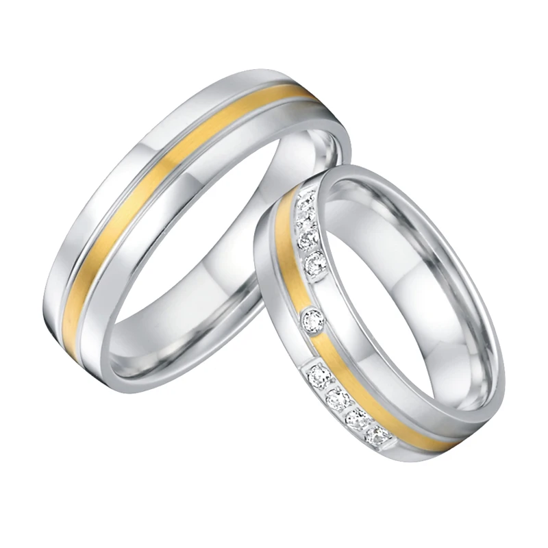 Unique Wedding Band Couple Ring Silver Color Cubic Zirconia Lovers Mens Bridal Jewelry Promise Rings For Women (2)