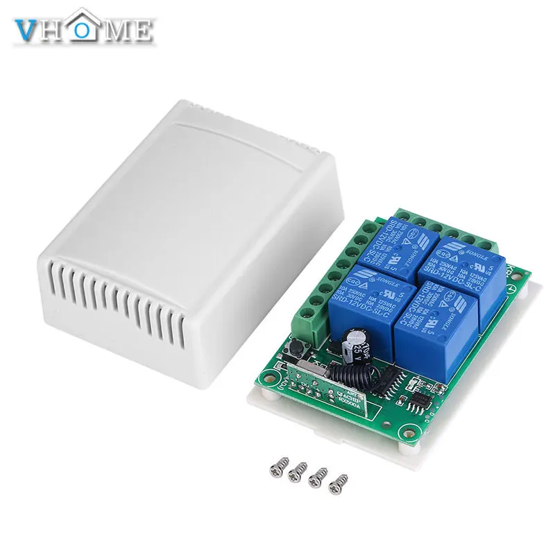 Vhome 433Mhz RF Wireless Gate Remote Control,AC85V ~ 250V 4 Channel Relay Transmitter Receiver Smart Door Control
