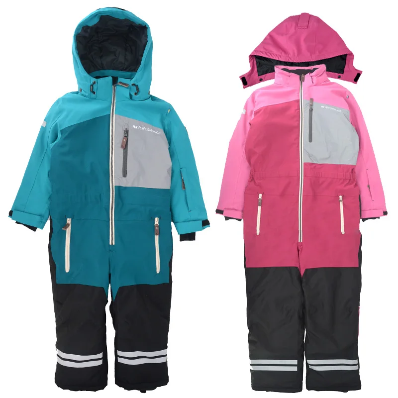 

Children's Siamese Ski Suit Outdoor Jacket Siamese Cotton Jacket Waterproof and Windproof Thicken Warm Boys and Girls