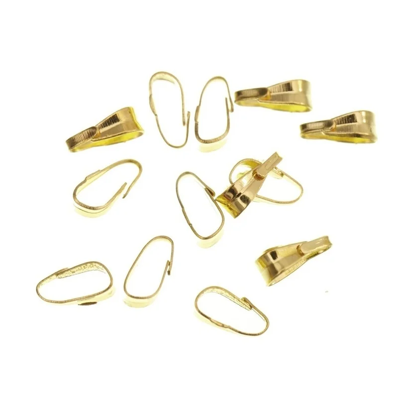 100Pcs Metal Snap Clip Pinch Bails for Pendant Jewelry Making Clasps Connector Findings DIY Necklace