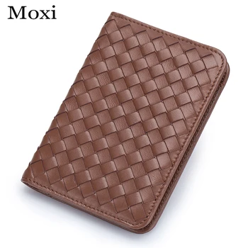 

New Male Passport Case Genuine Sheep Leather Passport Wallet Man Fashion Knitting Business Passport Holder Trendy Card Holder