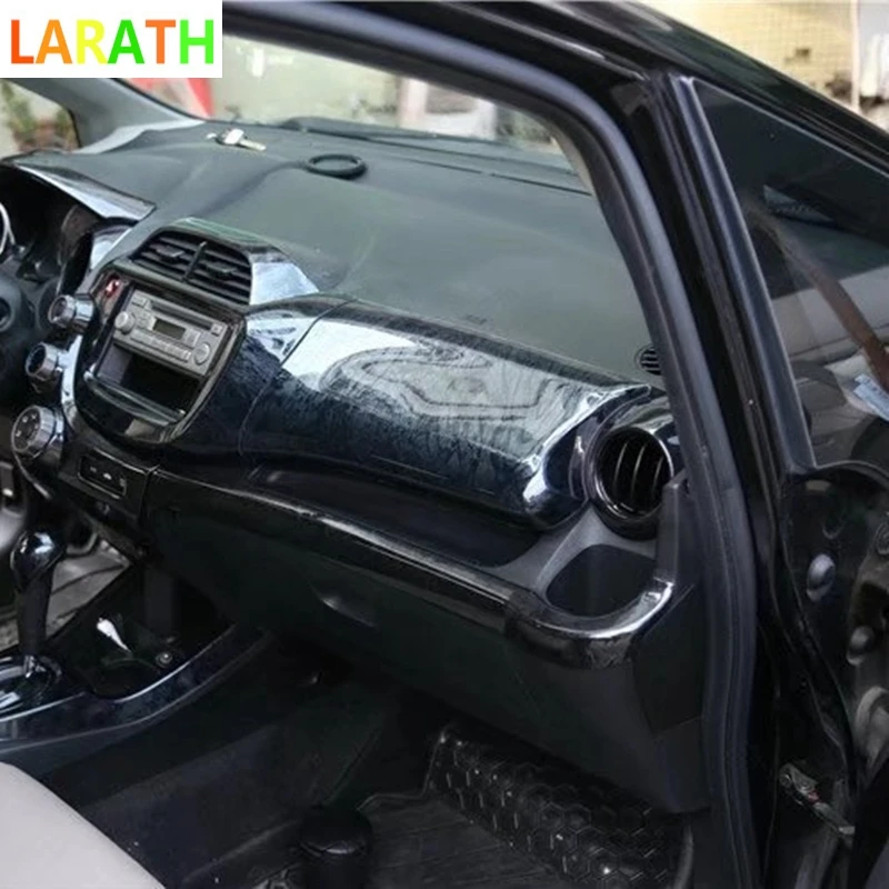 Для Honda Fit Jazz 2007-2012 углеродное волокно/Черное Красное дерево передняя рамка для хранения водителя крышка отделка салона автомобиля украшение стиль