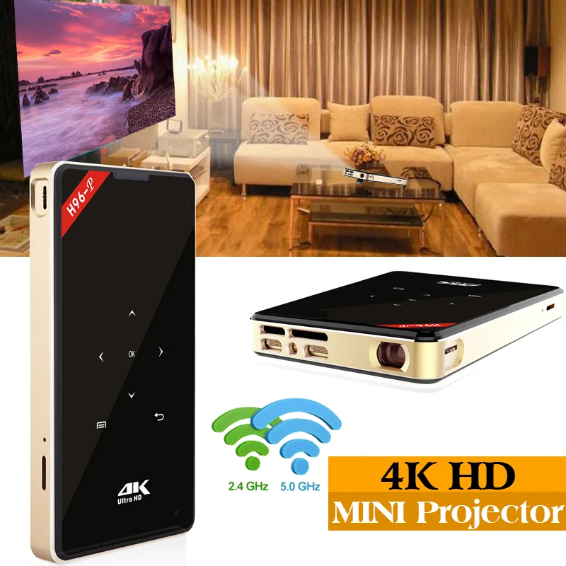 Android proyector де bolsillo H96-P dlp мини-проектор 4 K 2G 6G amlogic S905 2,4g 5,8G Wi-Fi BT4.0 домашнего кинотеатра h96 proyector