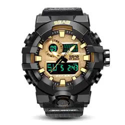 Плавание Для мужчин смотреть Для мужчин спортивные часы цифровой светодио дный кварц двойной Дисплей Военная часы Водонепроницаемый