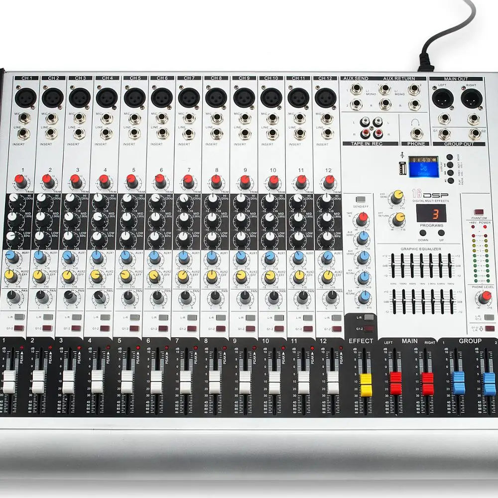 Coomusic Профессиональный MX 12 USB Портативный микшерный пульт Каналы DSP DJ Bluetooth аудио