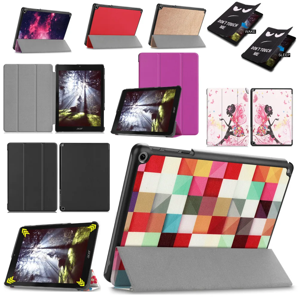 Slim Lightweight Print Flip Stand PU Leather Skin Magnet Cover Coque Funda Case For Acer Chromebook Tab 10 Tablet + Film + Pen