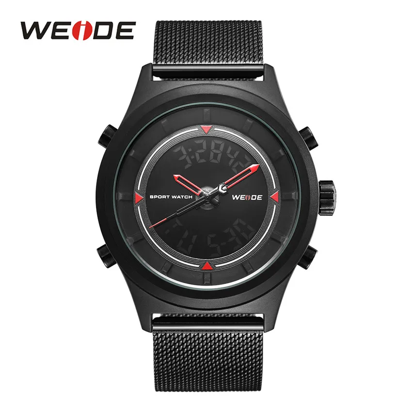 WH7305B-2C WEIDE Высокое качество lcd цифровой дисплей кварцевый механизм спортивный армейский черный циферблат ремешок из нержавеющей стали водонепроницаемые наручные часы - Цвет: WH7305B-2C