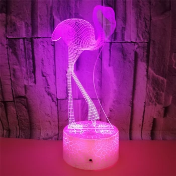 

Creative Flamingo 3D Illusion Night Light New Crack Base USB 7 Color Flashing Gradient LED Acrylic Sleeping Lamp Children's Gift
