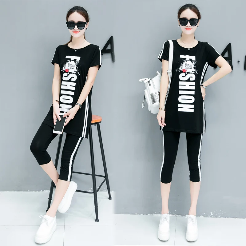 

Fashion 2 Piece Set Women Pant and Top Outfit Tracksuit Sportswear Co-ord Set Striped Plus Size Big 4XL 5XL 2019 Summer Clothes