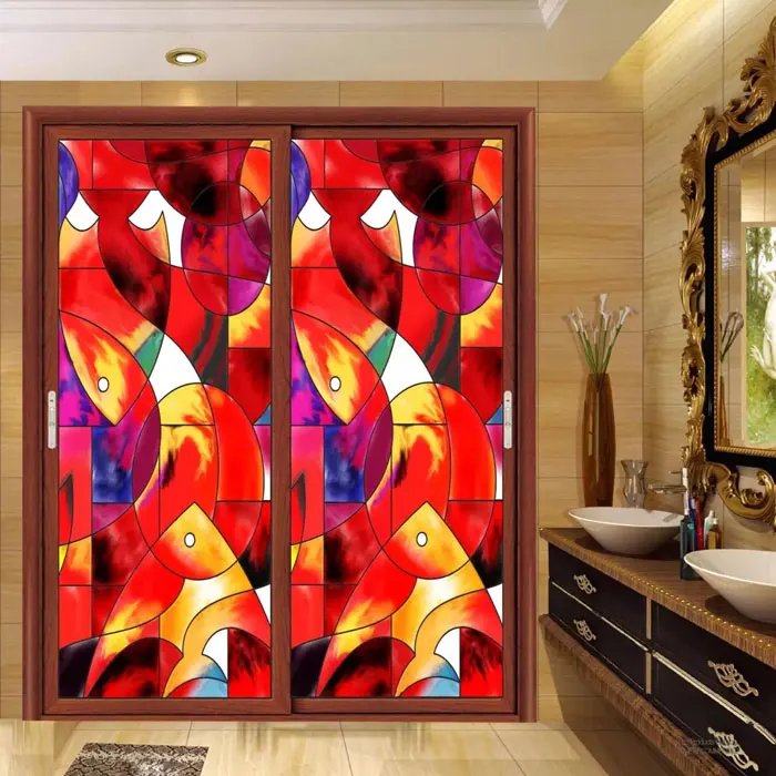 new custom size Church frosted stained glass window film Static Cling home foil door sticker PVC self-adhesive window films - Цвет: OS 57 40x60cm