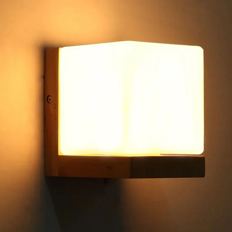 Настенный светильник в американском стиле, настенный светильник для спальни, прикроватные лампы, светильник для коридора из цельного дерева