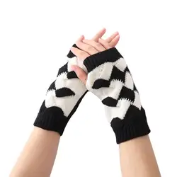 1 пара Для женщин девушек Варежки перчатки без пальцев Вязание Дышащие Модные зимние H9