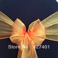 Высокое качество оранжевого цвета Золото органза/органзы стул с бантом для свадебного торжества и вечерние украшения