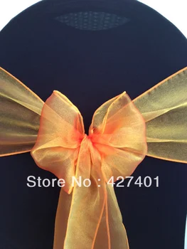 

High Quality Orange-Gold Organza Sash / Organza Chair Bow For Wedding Event & Party Decoration